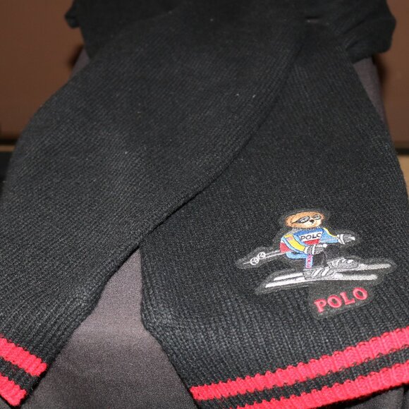 Polo Ralph Lauren Polo Ski Bear Scarf Red Black - Picture 4 of 6